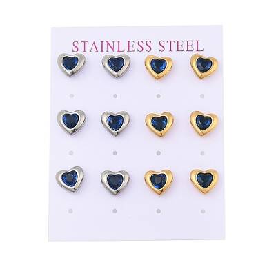 Ion Plating(IP) 304 Stainless Steel Heart Stud Earrings