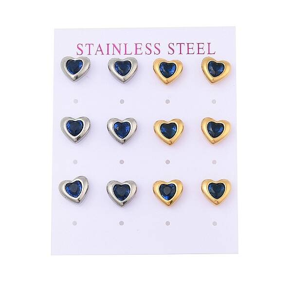 Ion Plating(IP) 304 Stainless Steel Heart Stud Earrings