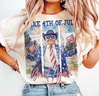 Trump Make 4th Of July Great Again Graphic Tee, Retro American Independence Day Cotton T-shirt, Casual Unisex Top, Perfect Gi...