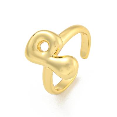 Brass Letter Open Cuff Rings for Women