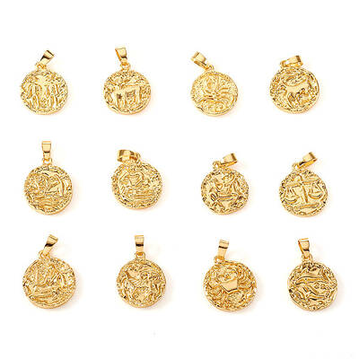 12 Constellation/Zodiac Sign Brass Pendants