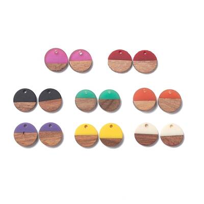 8 Colors Resin & Walnut Wood Pendants