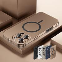Alloy Aluminum Mag Safe Magnetic Case for iPhone 16 15 14 Pro Max, Ultra Thin Metal Phone Case Full Coverage Lens Protective ...