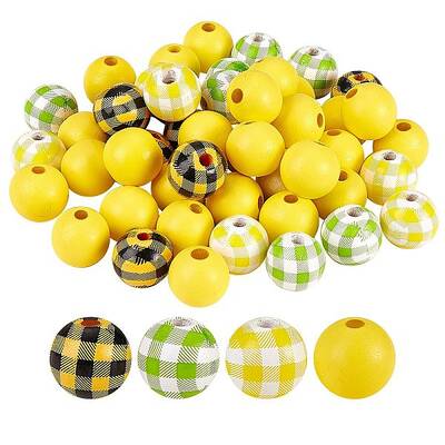 Painted Natural Wood Beads