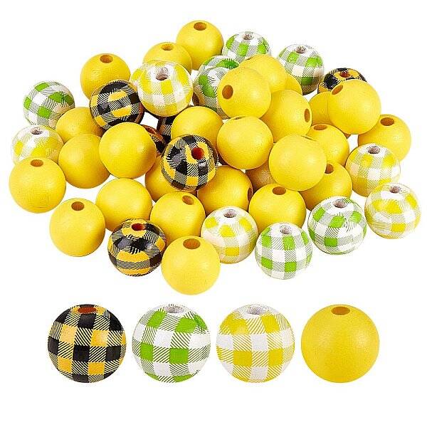 Painted Natural Wood Beads