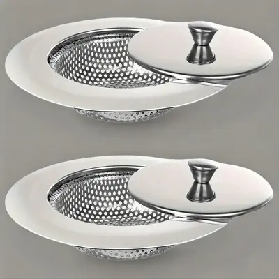 Stainless Steel Kitchen Sink Drain Filter with Lid, Vegetable Wash Basin & Floor Drain Mesh, Kitchen Sink Accessories