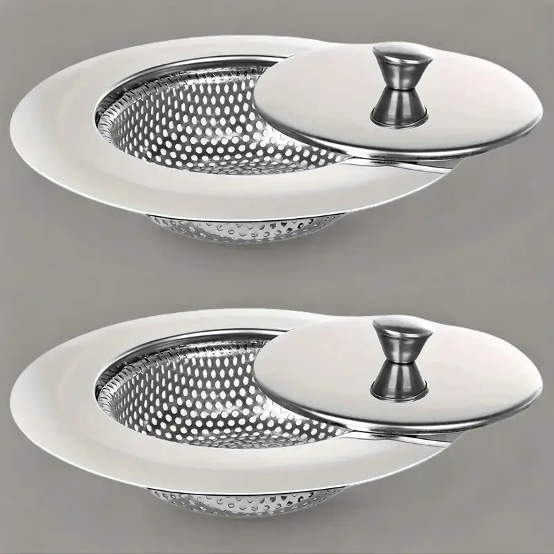 Stainless Steel Kitchen Sink Drain Filter with Lid, Vegetable Wash Basin & Floor Drain Mesh, Kitchen Sink Accessories