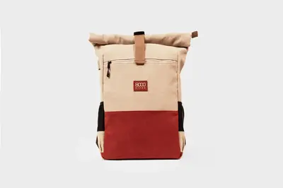 Everyday Backpack in Beige and Red