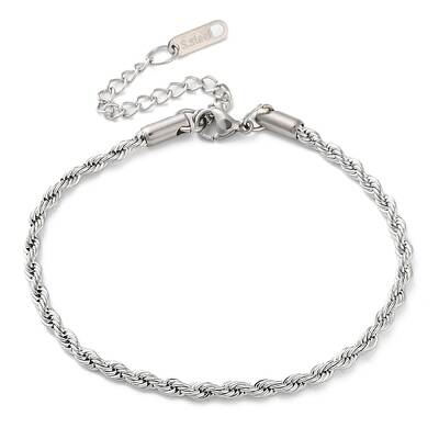 Non-Tarnish 304 Stainless Steel Rope Chain Bracelets for Women
