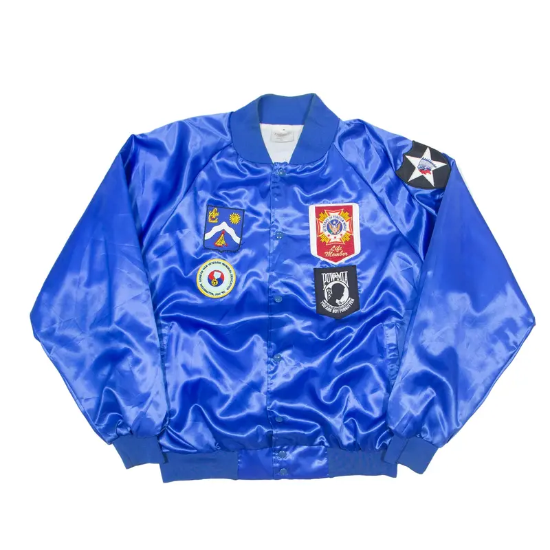 AUBURN SPORTSWEAR Shell Satin Jacket Blue Nylon 90s Mens XL