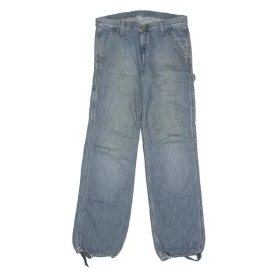 CARHARTT Cuffed Carpenter Mens Jeans Blue Regular Tapered W31 L30