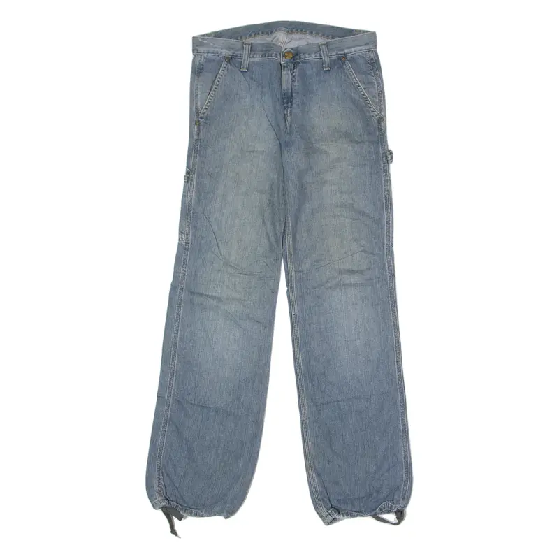 CARHARTT Cuffed Carpenter Mens Jeans Blue Regular Tapered W31 L30