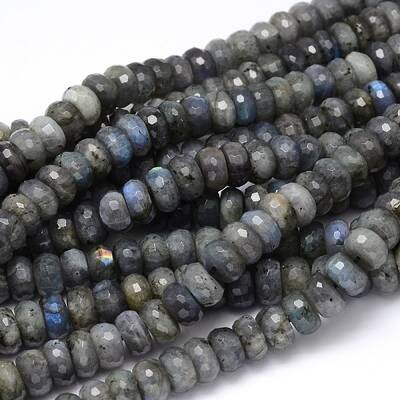 Natural Labradorite Rondelle Bead Strands