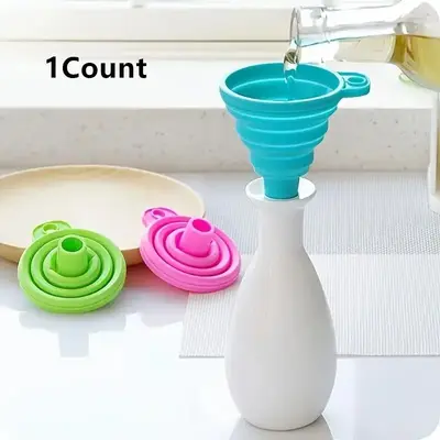 Silicone Folding Funnel, Multifunctional Portable Mini Kitchen Retractable Oil Leak Tools,  Durable Household Liquid Dispense...