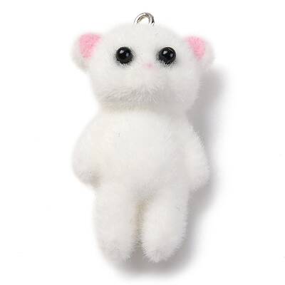 Bear Flocky Resin Pendants