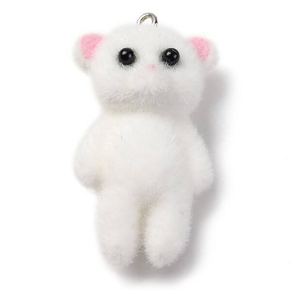 Bear Flocky Resin Pendants