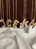 Fashion Bubble Letter Detail Pendant Necklace for Women & Girls, Stainless Steel Necklaces, Style Trendy Casual Initial Charm...