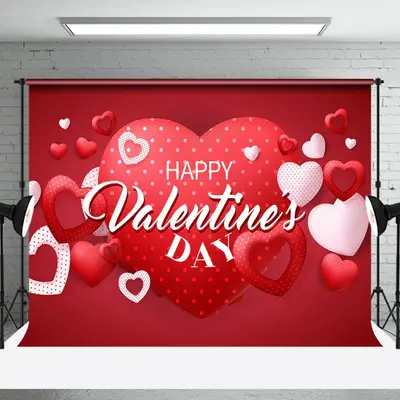 Aperturee Red Hearts Romantic Happy Valentines Day Backdrop | Happy Valentines Day Banner | Diy Valentine Photo Backdrop | Va...