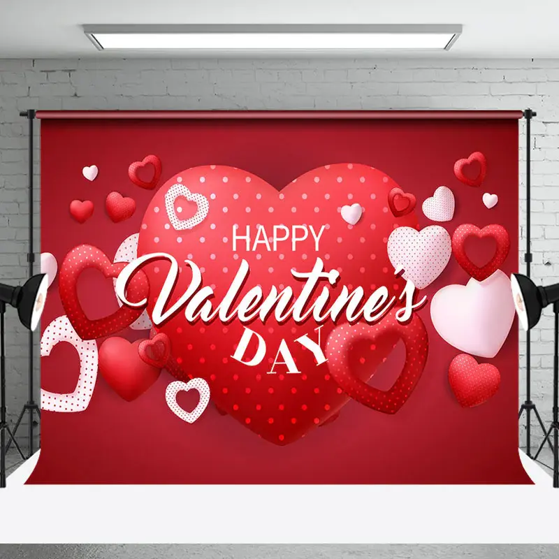 Aperturee Red Hearts Romantic Happy Valentines Day Backdrop | Happy Valentines Day Banner | Diy Valentine Photo Backdrop | Va...