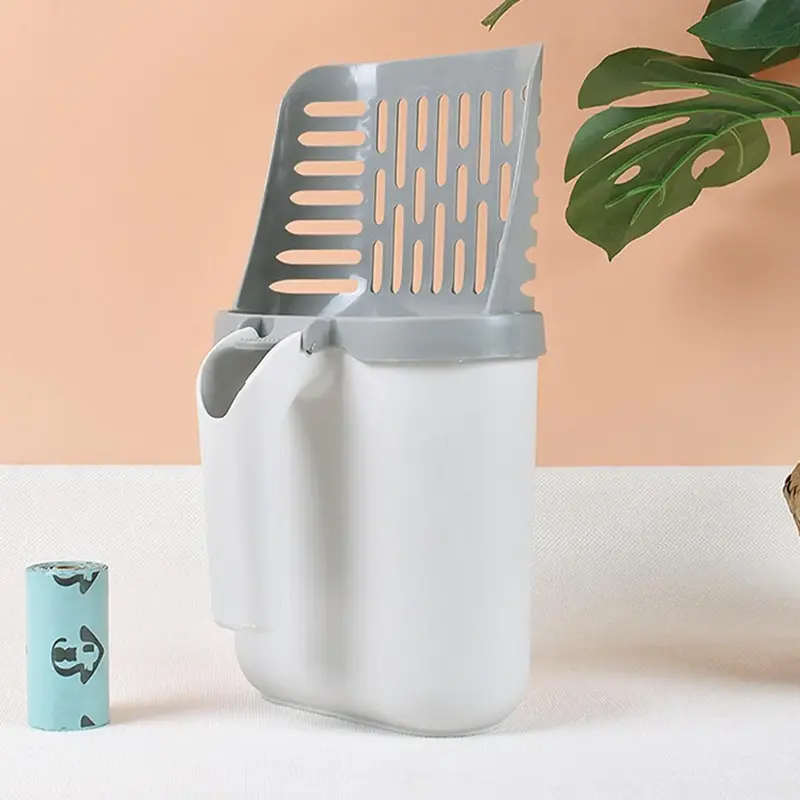 Pet Litter Shovel & 8 Roll Waste Bag, 1 Set Portable Pet Poop Scooper, Cat Litter Scoop