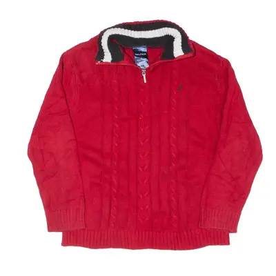 NAUTICA Jumper Red Tight Knit 1/4 Zip Boys 6 Years