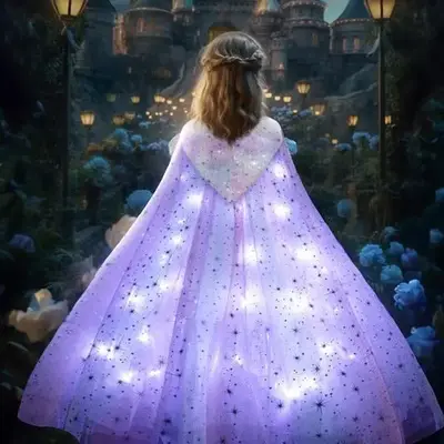 UPORPOR Princess Dress Up Cape Girls Light Up Princess Hooded Cape for Girls Costume Cloak Princess Shawl Kids Halloween Chri...