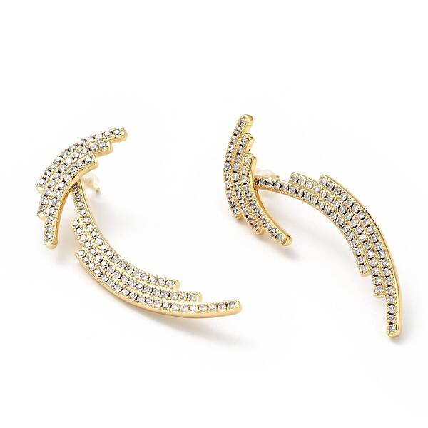 Clear Cubic Zirconia Wing Dangle Stud Earrings