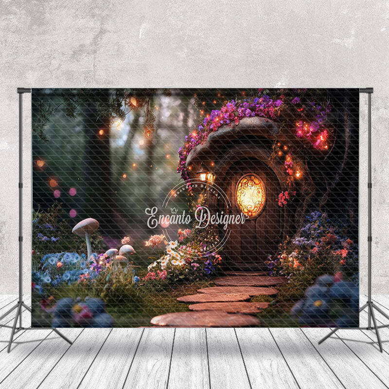 Blurry Fairy Tale Forest Wooden House Photo Backdrop - Aperturee