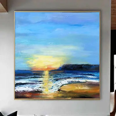 Large Original Abstract Seascape Paintings On Canvas Sea Wall Art Acrylic Blue Fine Art Modern Oil Painting | SEASCAPE BREEZE