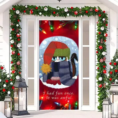 I Had Fun Once It Was Awful Red Christmas Door Cover - Aperturee