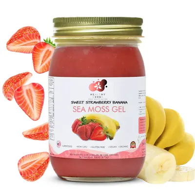 Healthy Herbs Sea Moss Gel β Sweet Strawberry Banana | Wildcrafted Gold St. Lucia Seamoss | 90+ Nutrients for Energy, Gut, ...