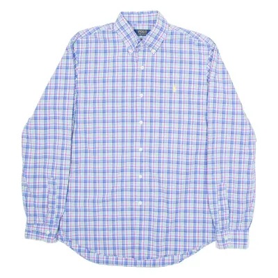 POLO RALPH LAUREN Mens Shirt Blue Check Long Sleeve M