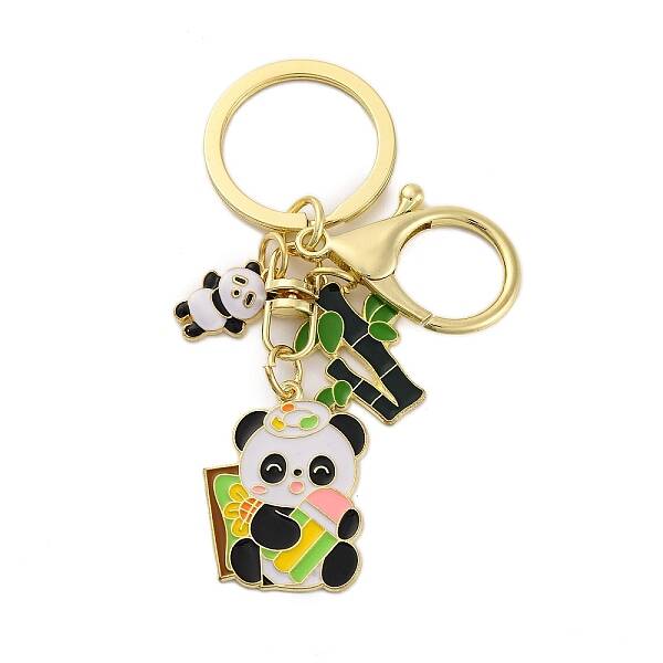 Rack Plating Panda Zinc Alloy Enamel Pendant Keychain