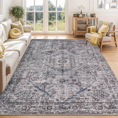 Garvee 10x13 Area Rugs for Living Room Washable, Soft Vintage Large Bedroom Rugs Boho Farmhouse Low Pile Non-Slip Indoor Carp...