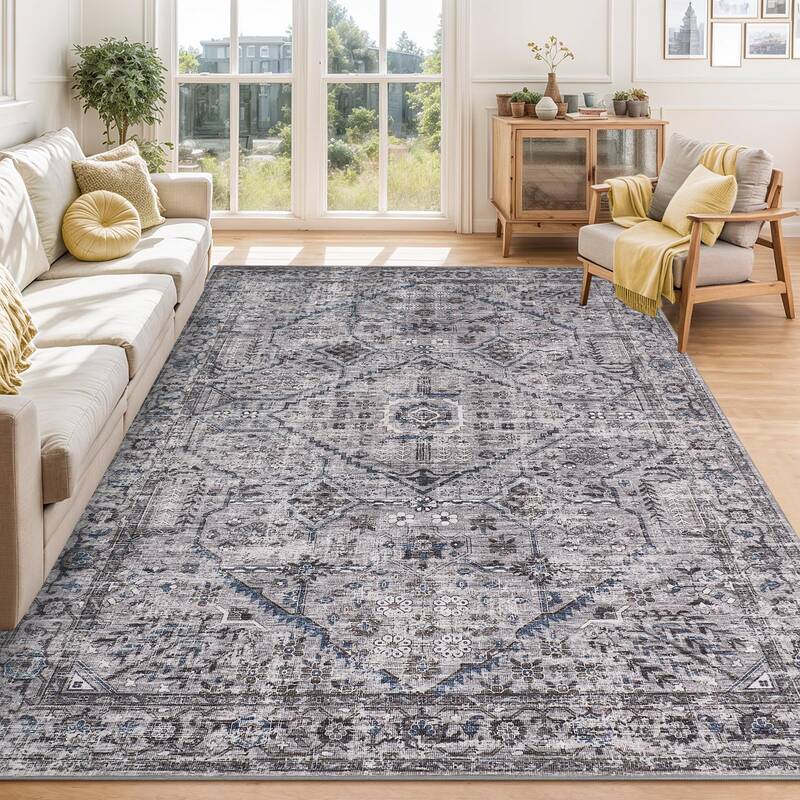 Garvee 10x13 Area Rugs for Living Room Washable, Soft Vintage Large Bedroom Rugs Boho Farmhouse Low Pile Non-Slip Indoor Carp...