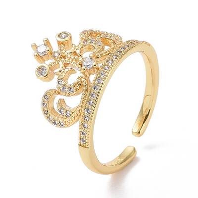 Clear Cubic Zirconia Crown Open Ring