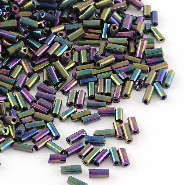 Plated Glass Bugle Beads