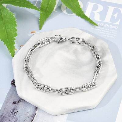 304 Stainless Steel Oval Link  Chain Bracelets for Women Men