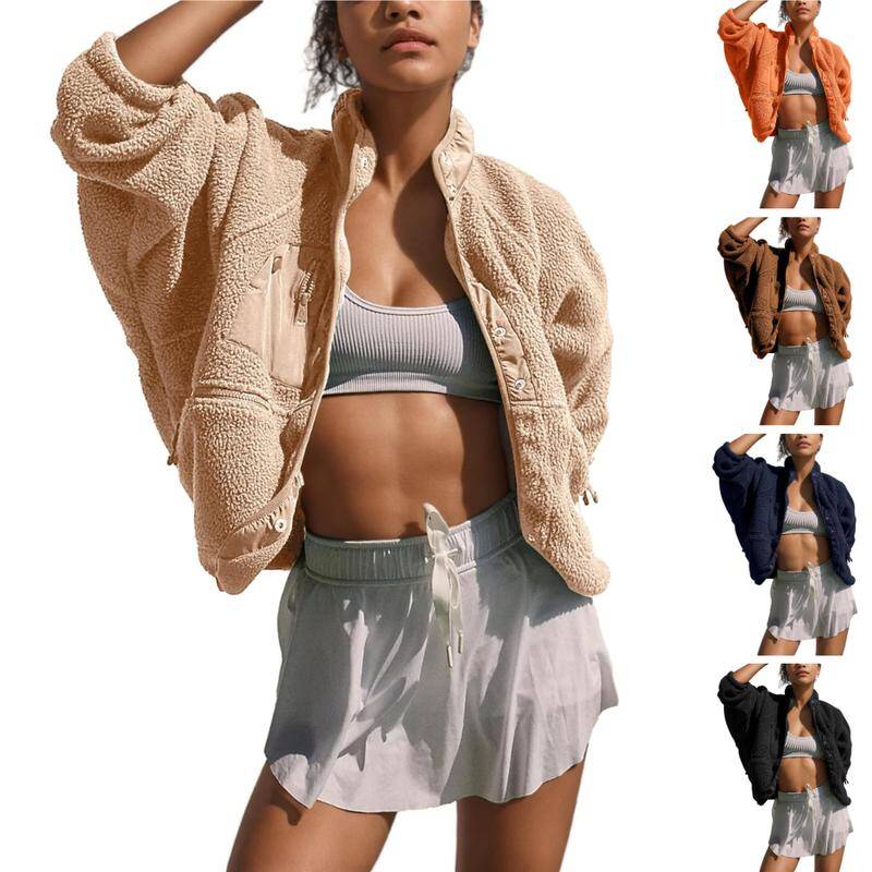 Women's Fuzzy Sherpa Fleece Jacket, Warm Button-Down Winter Coat for Fall & Daily Wear