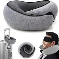 Snail Design Travel Neck Pillow, 1 Count Memory Foam Neck Pillow with Storage Bag, Breathable Polyester Pillow, Durable Memor...