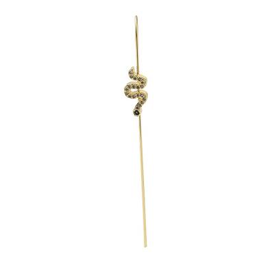 Brass Crystal Rhinestone Ear Wrap Crawler Hook Earrings for Women