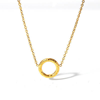 Vintage Stainless Steel Ring Pendant Necklaces for Women