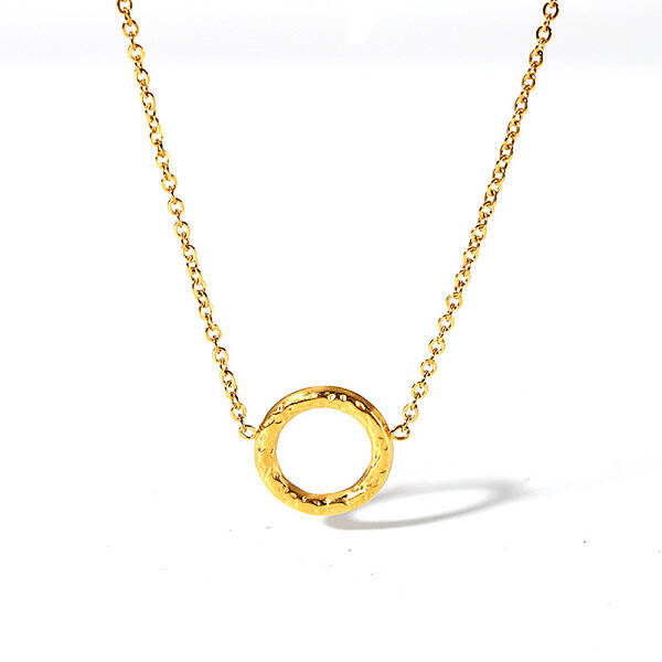 Vintage Stainless Steel Ring Pendant Necklaces for Women