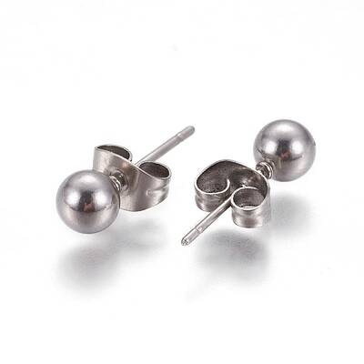 Tarnish Resistant 304 Stainless Steel Ball Stud Earrings