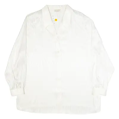 Womens Printed Shirt Cream Collared Long Sleeve Striped XL