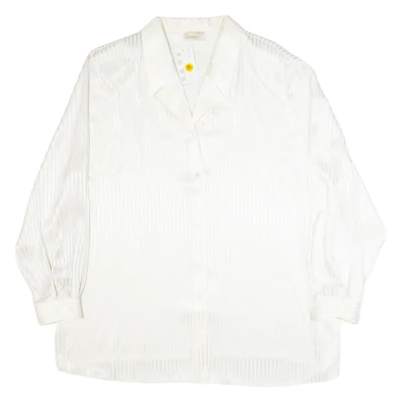 Womens Printed Shirt Cream Collared Long Sleeve Striped XL