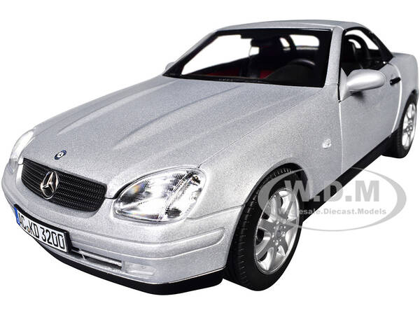 1996 Mercedes-Benz SLK Convertible Brilliant Silver Metallic 1/18 Diecast Model Car by Norev
