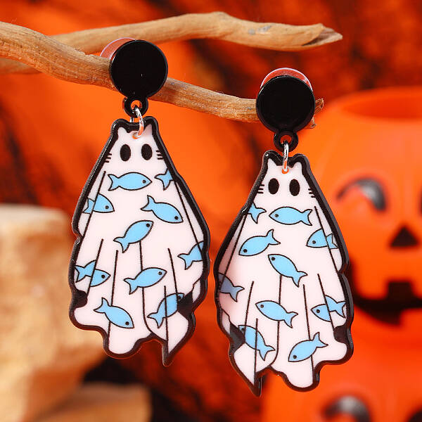 Cute White Ghost Stud Earrings