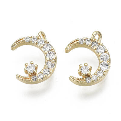 Brass Micro Pave Clear Cubic Zirconia Charms