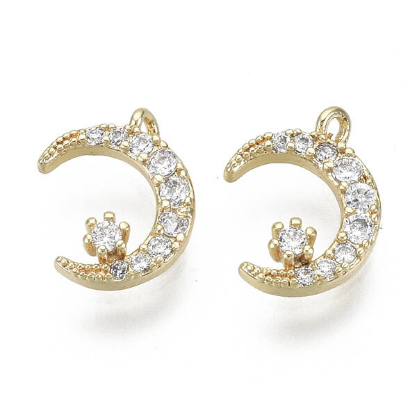 Brass Micro Pave Clear Cubic Zirconia Charms